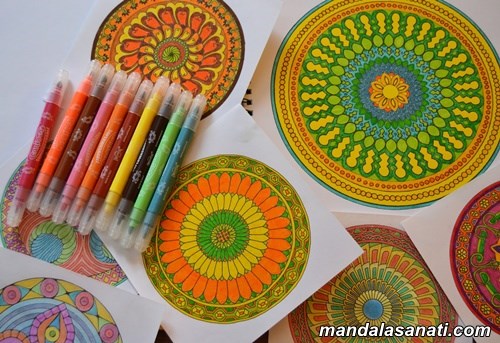 stabilo kalemlerle mandala boyama